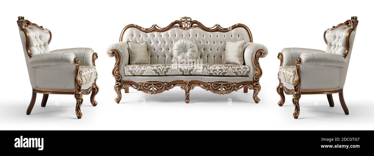 Mobilier classique isolé sur fond blanc Banque D'Images