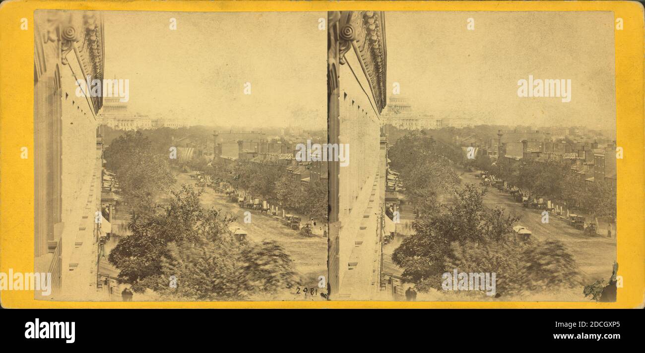 Pennsylvania Avenue, en regardant vers le nord depuis le Metropolitan Hotel., E. & H.T. Anthony (cabinet), 1860, Washington (D.C Banque D'Images