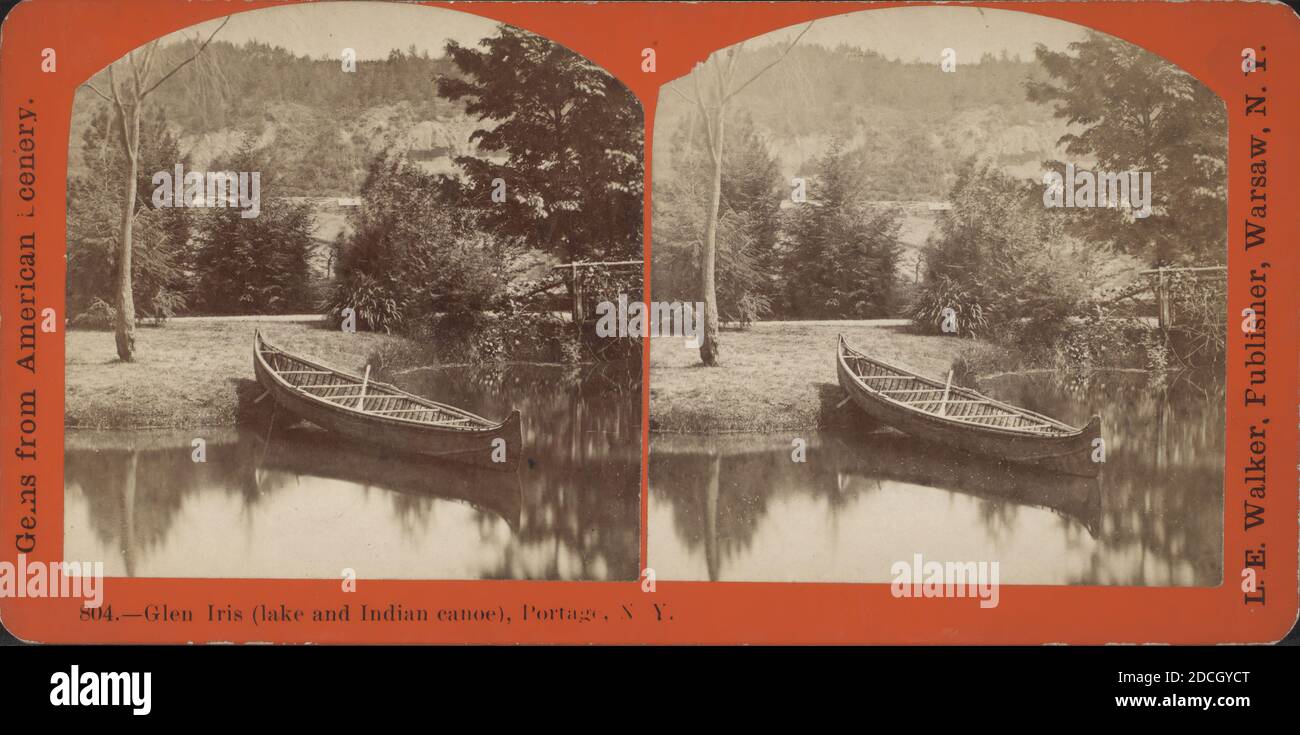 Glen Iris (lac et canoë indien), Portage, N.Y., Walker, L. E. (1826-1916), 1870, New York (État), Portage (N.Y.), parc national de Letchworth (N.Y. Banque D'Images