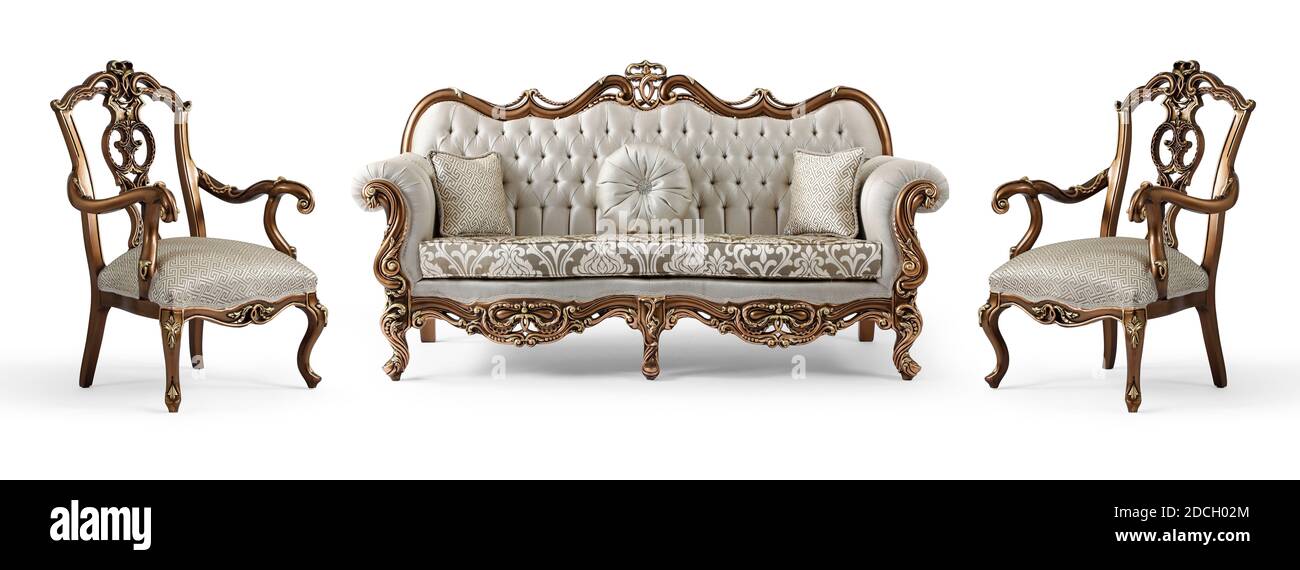 Mobilier classique isolé sur fond blanc Banque D'Images