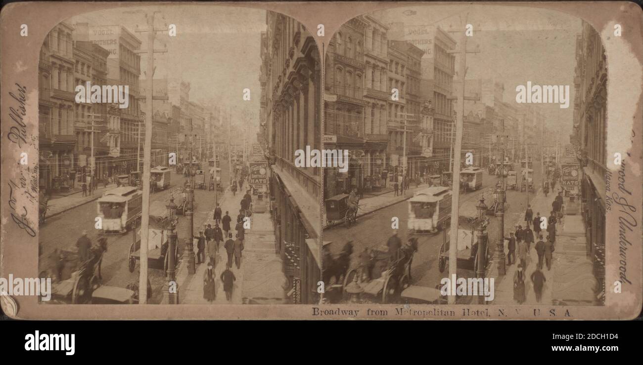 Broadway depuis Metropolitan Hotel, N. Y., U. S. A.., New York (État), New York (N.Y.), Broadway (New York, N.Y Banque D'Images