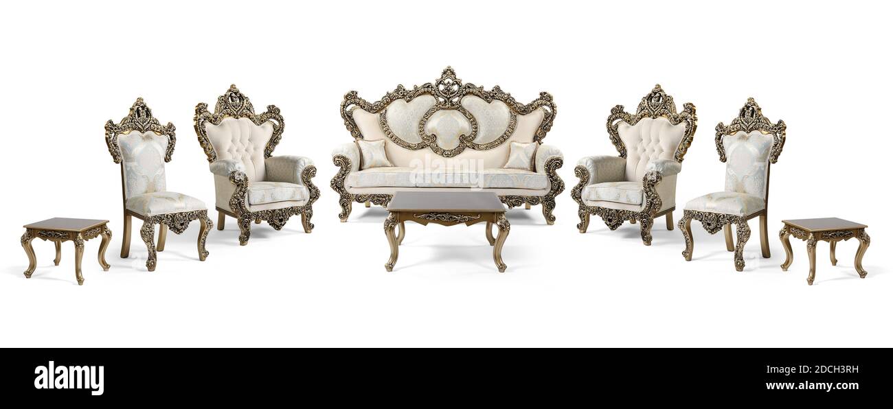 Mobilier classique isolé sur fond blanc Banque D'Images