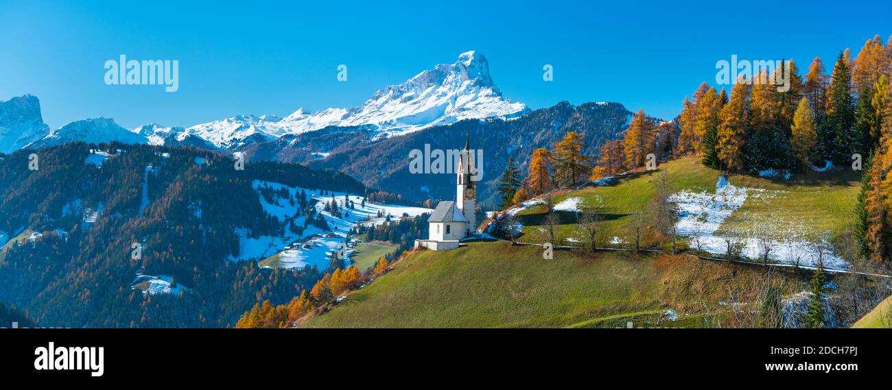 La Valle Wengen, Dolomites, site classé au patrimoine mondial de l'UNESCO, Italie, Europe Banque D'Images