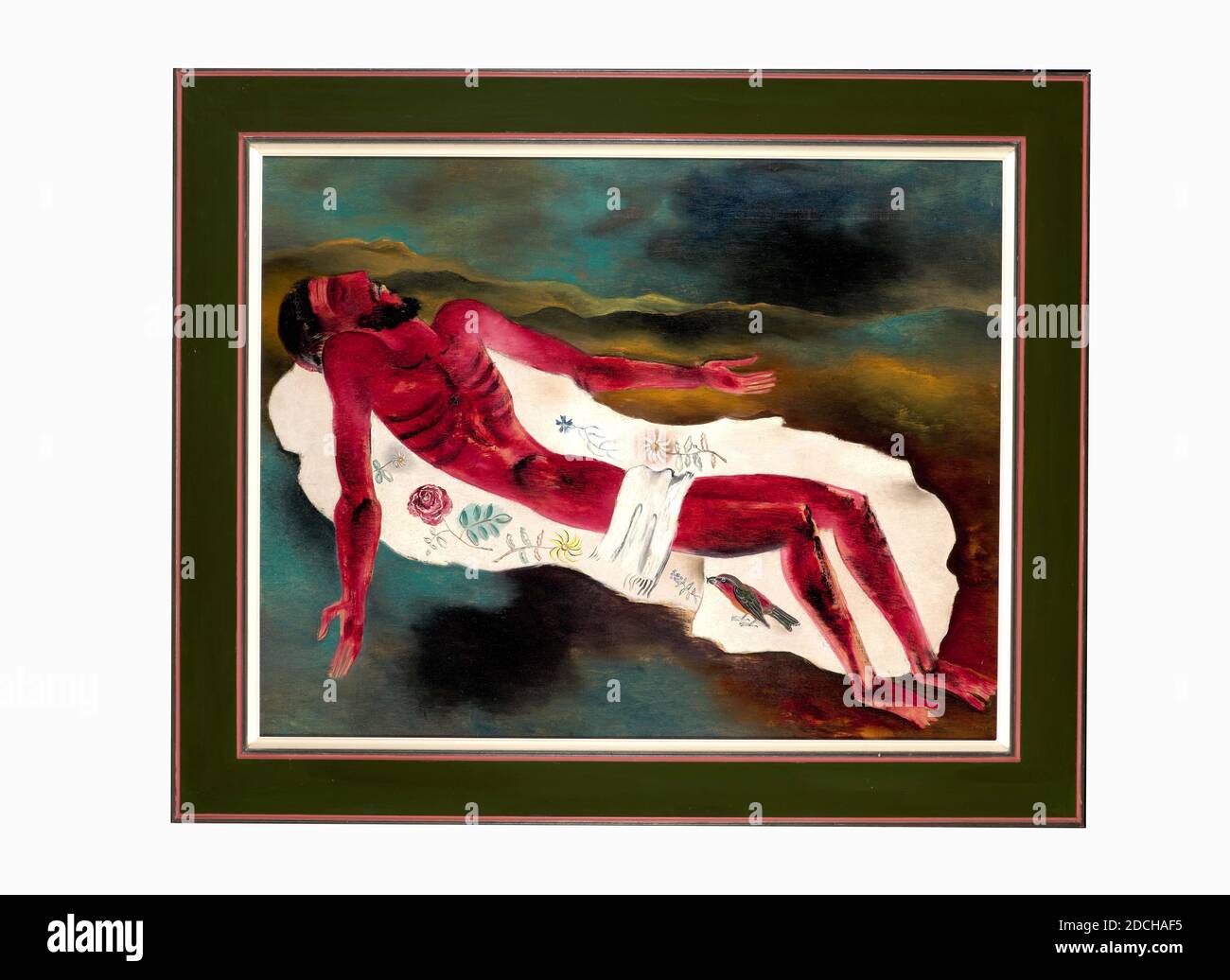 Peinture, Tinus van Doorn, 1933, toile, peinture à l'huile, peinte, support: 80 × 100.5 × 2cm 800 × 1005 × 20mm, avec cadre: 102 × 122.5 × 2.5cm 1020 × 1225 × 25mm, paysage, fleur, crossbill, représentation biblique, christ, 2004, 2004 Banque D'Images