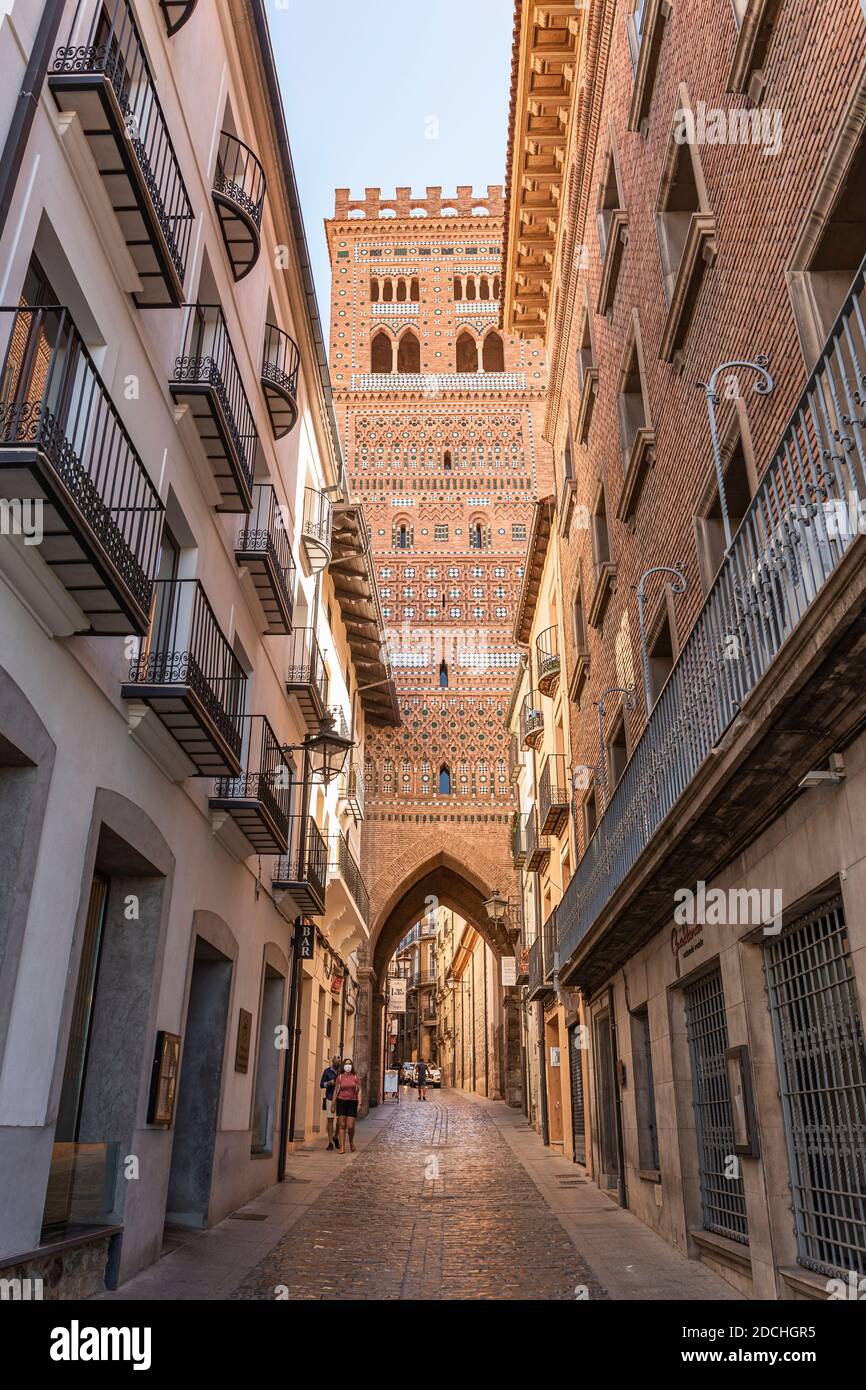 Tour de l'église de Salvador, dans le style Mudejar, Teruel, Espagne Banque D'Images