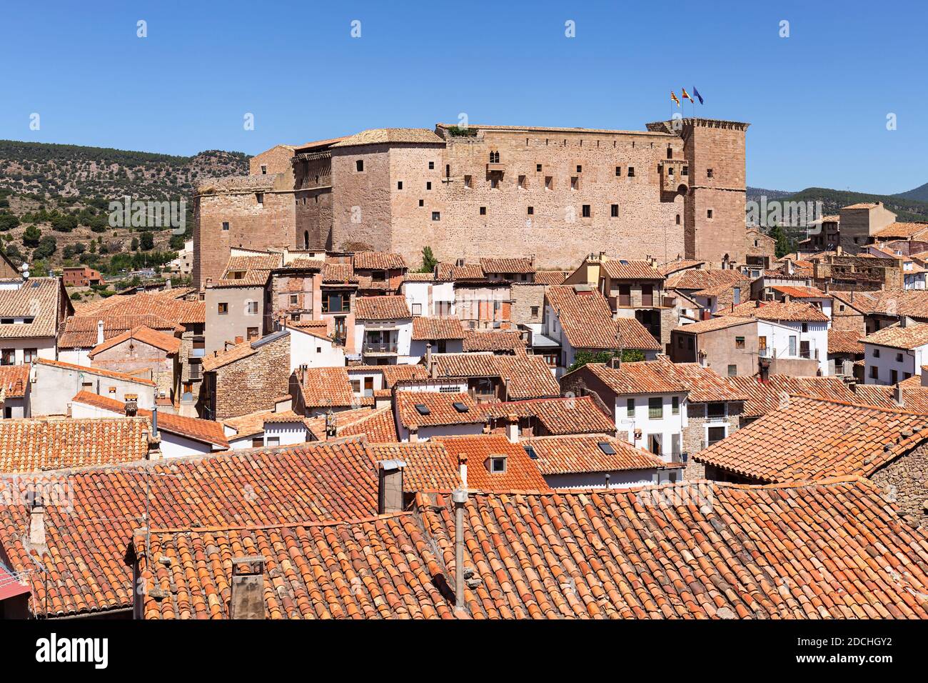 Vue sur Mora de Rubielos à Teruel, Espagne Banque D'Images