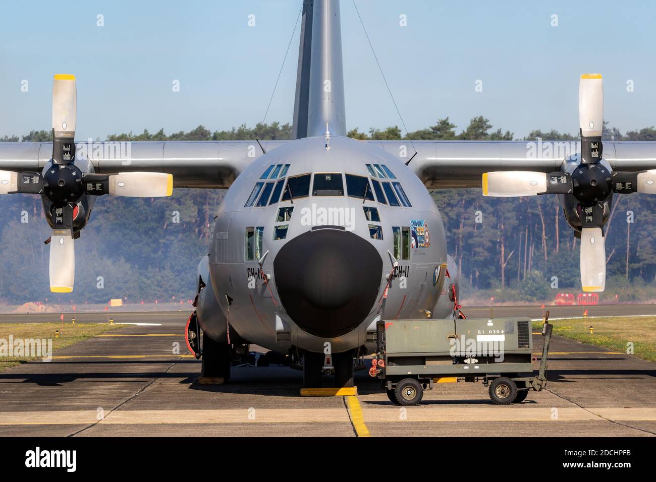 Lockheed C-130 Hercules de l'armée de l'air belge sur le tarmac de la base aérienne Kleine-Brogel. Belgique - 14 septembre 2019 Banque D'Images