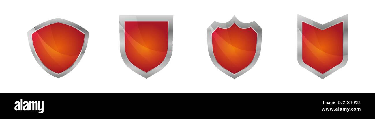 Icônes de bouclier rouge. Ensemble de vecteurs. Illustration plate Illustration de Vecteur