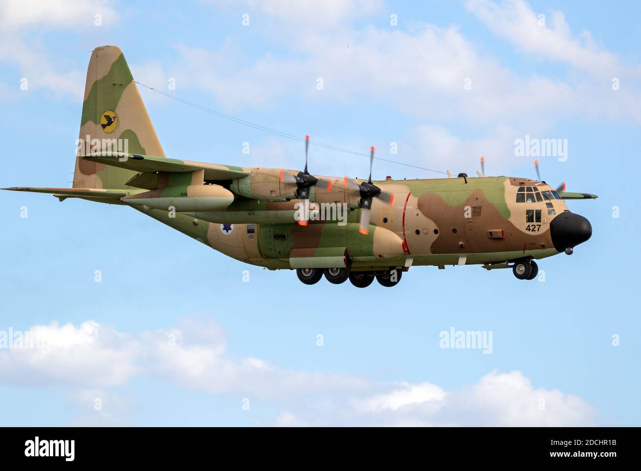 L'avion de transport militaire Hercules C-130 de la Force aérienne israélienne Lockheed débarque à la base aérienne de Norvenich. Allemagne - 27 août 2020 Banque D'Images
