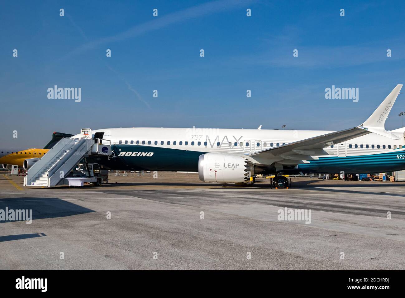 Boeing 737-9 MAX à l'occasion du salon de l'Air de Paris. France - 22 juin 2017 Banque D'Images