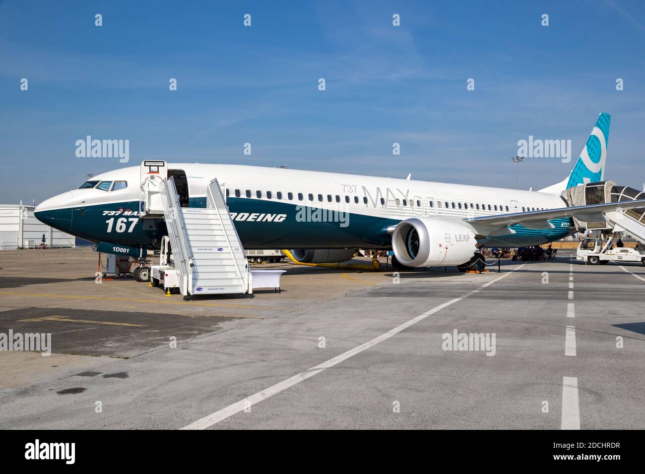 Boeing 737-9 MAX à l'occasion du salon de l'Air de Paris. France - 22 juin 2017 Banque D'Images