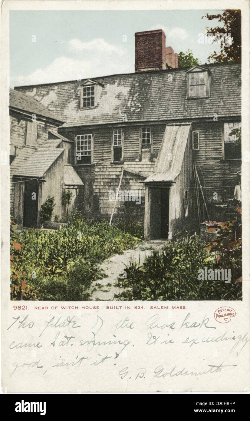 Arrière de Witch House, Salem, Massachusetts, photo, cartes postales, 1898 - 1931 Banque D'Images