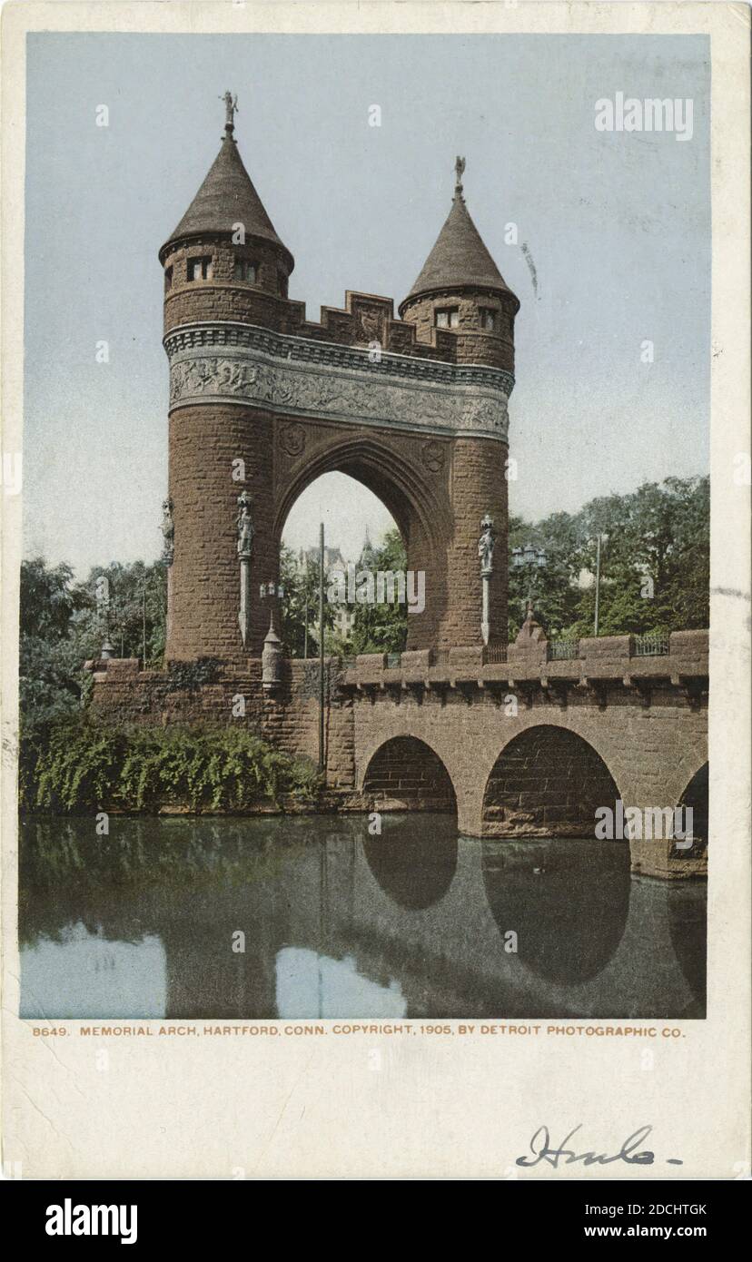 Memorial Arch, Hartford, Connecticut, photo, cartes postales, 1898 - 1931 Banque D'Images