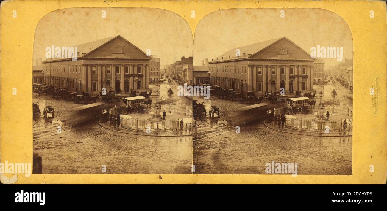 Haymarket Square, Boston., image fixe, stéréographes, 1850 - 1930 Banque D'Images