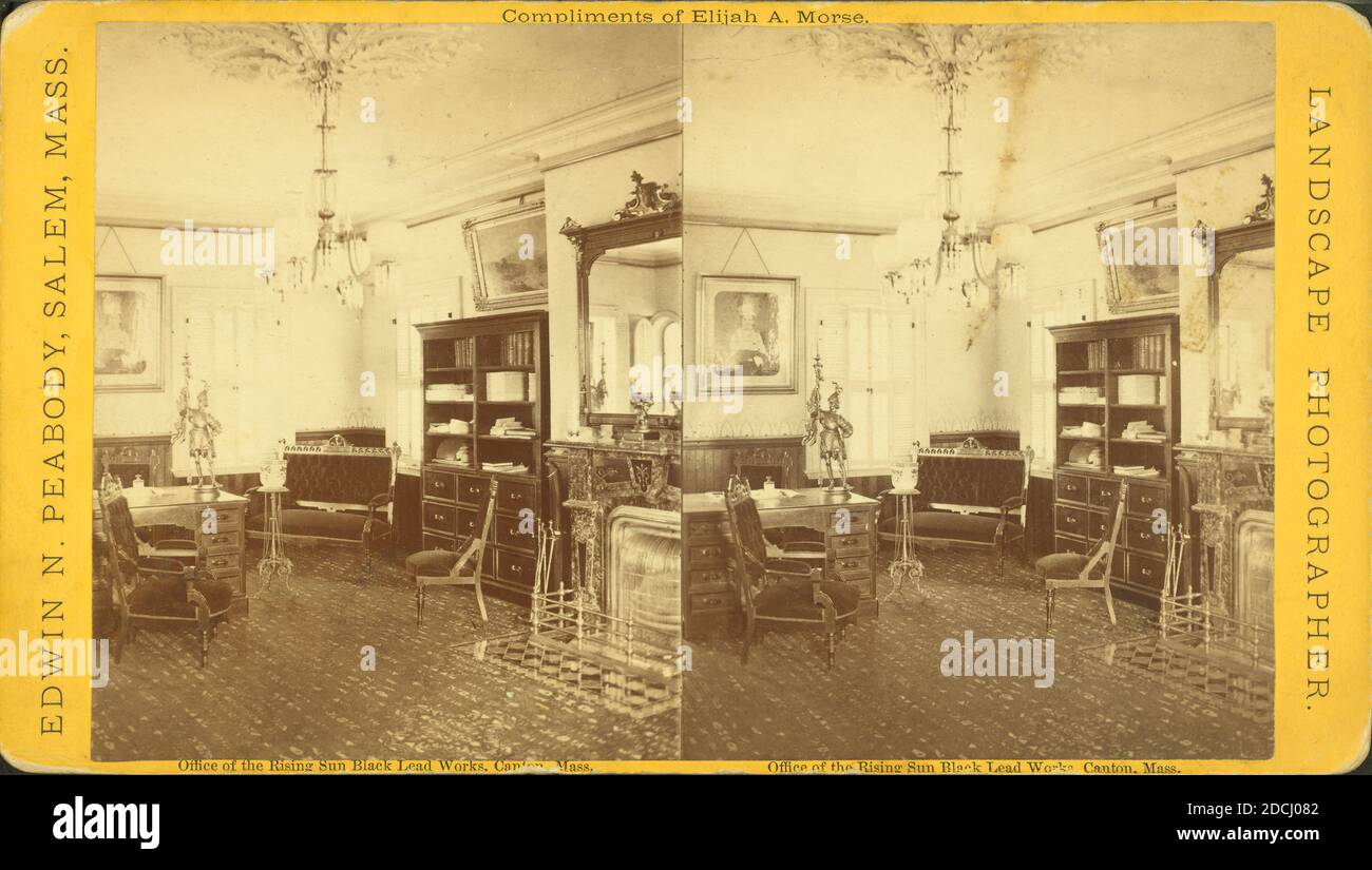 Bureau de The Rising Sun Black Lead Works, Canton, Massachusetts, image fixe, stéréographes, 1850 - 1930, Peabody, Edwin N Banque D'Images
