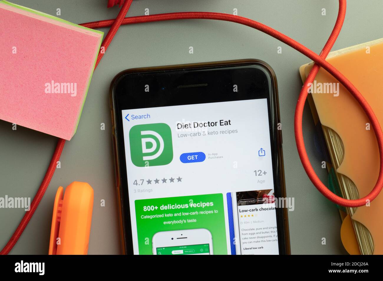 New York, États-Unis - 7 novembre 2020 : logo de la boutique d'applications Diet Doctor Eat sur l'écran du téléphone, Editorial. Banque D'Images