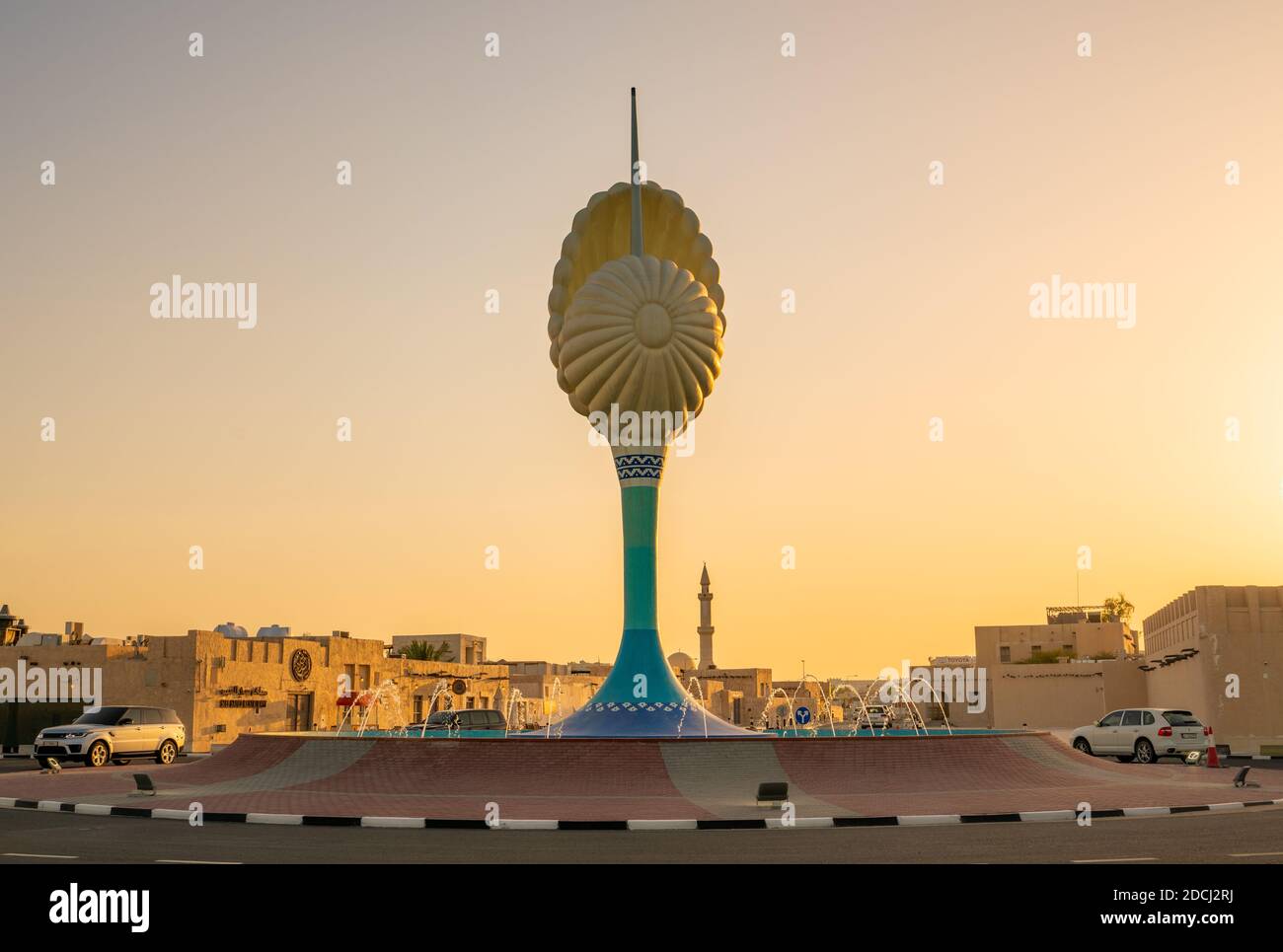 Le nouveau rond-point Pearl à la plage d'Al Wakrah. Qatar, plage d'Al wakrah Banque D'Images