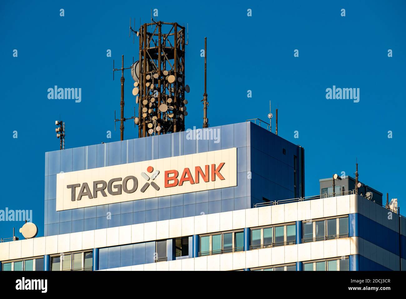 Horizon du centre ville de Duisburg, à la gare centrale, bâtiment de la Targo Bank, Duisburg, NRW, Allemagne, Banque D'Images