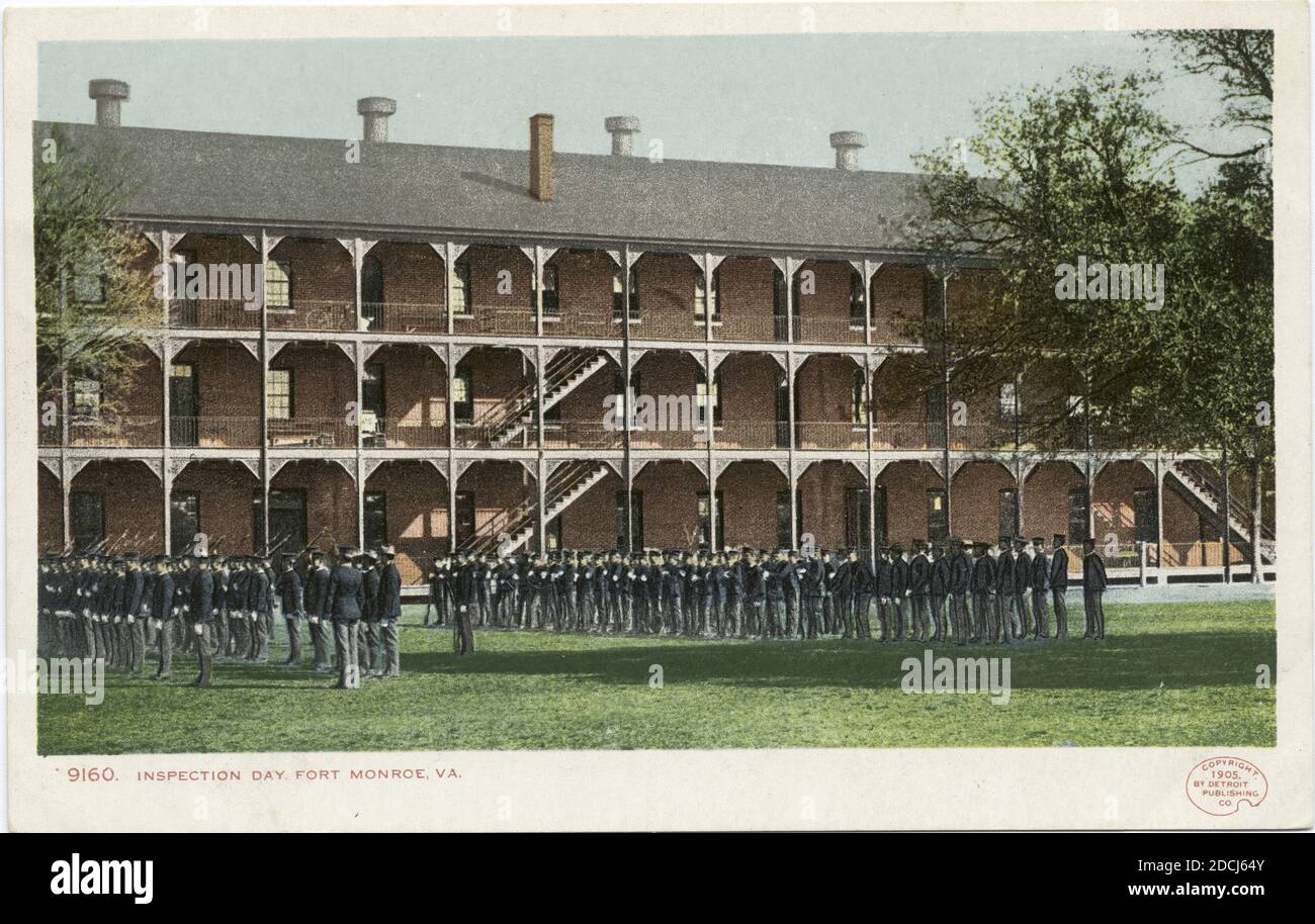 Journée d'inspection, fort Monroe, Old point Comfort, Virginie, photo, cartes postales, 1898 - 1931 Banque D'Images