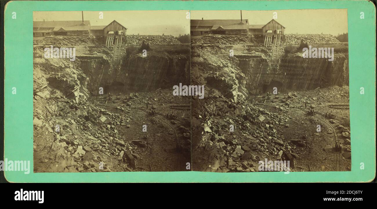 Carrière d'ardoise de Merrill, Brownville., image fixe, stéréographes, 1850 - 1930, Hinds, A. L. (fl. 1870-1879 Banque D'Images