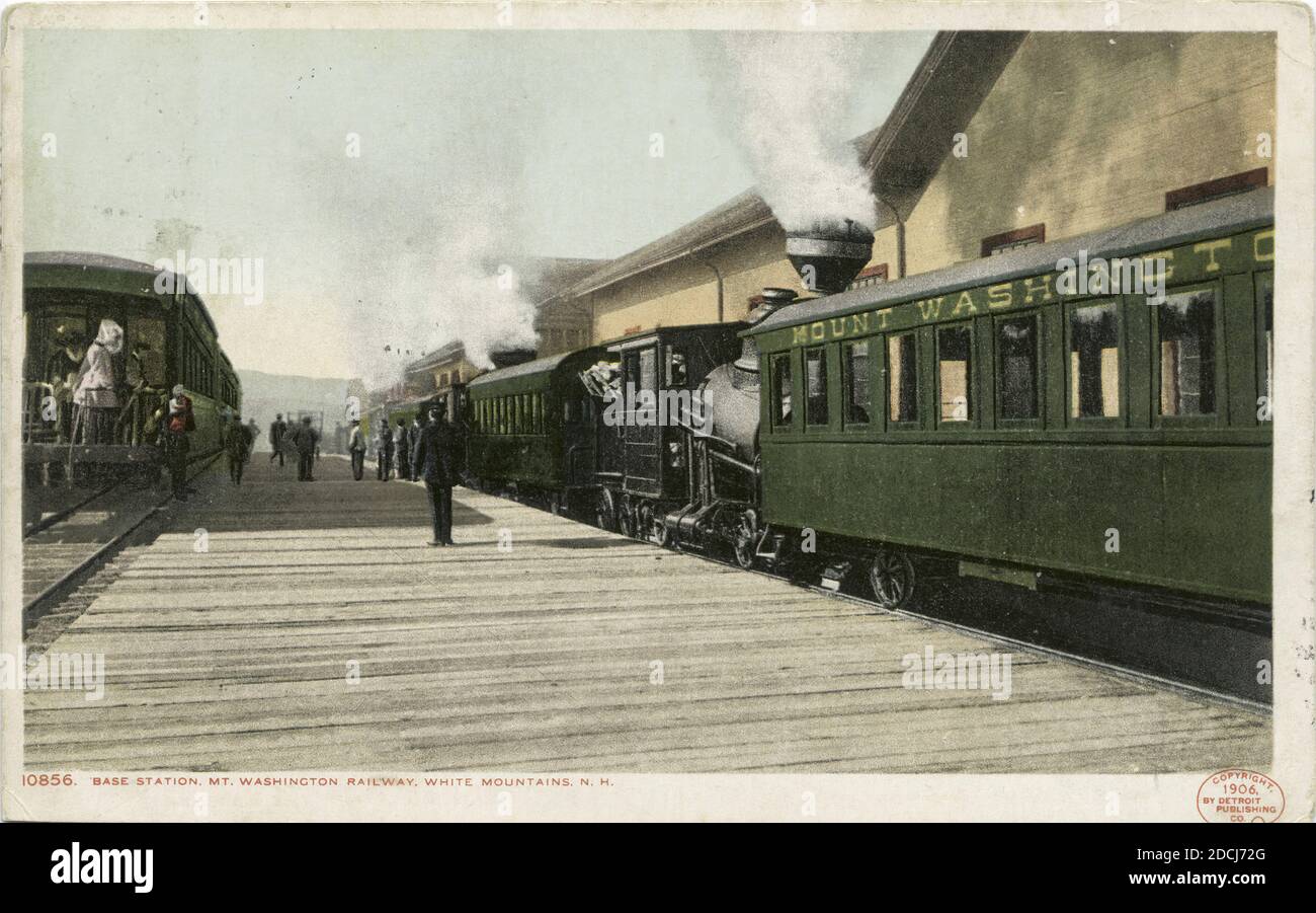 Station de base Mt. Chemin de fer de Washington, White Mountains, N. H., image fixe, cartes postales, 1898 - 1931 Banque D'Images