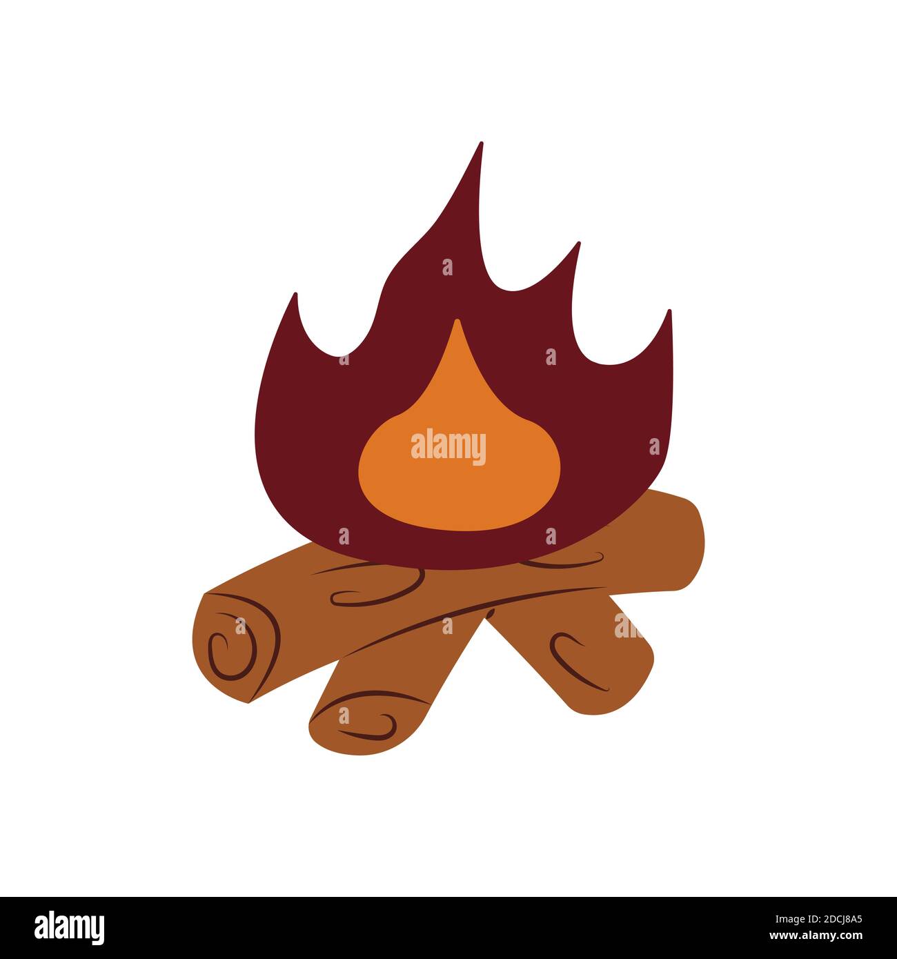 Feu de bois de chauffage, illustration vectorielle colorée sur fond blanc. Isolé dessiné à la main Illustration de Vecteur
