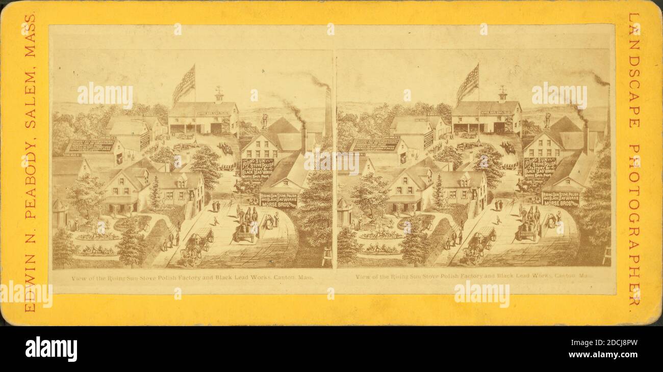 Vue de Rising Sun Polish Factory et Black lead Works, Canton, Mass., image fixe, stéréographes, 1850 - 1930, Peabody, Edwin N Banque D'Images