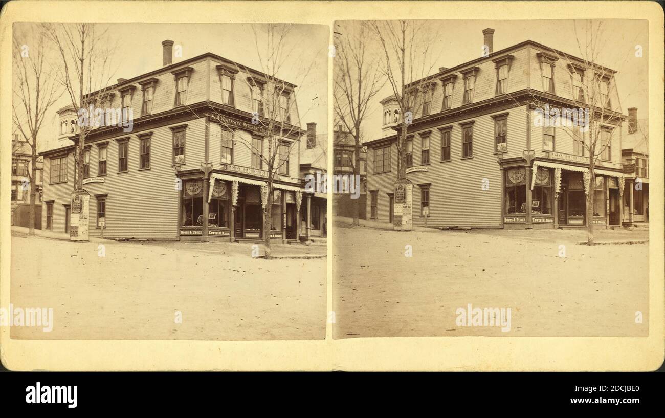 Bâtiment commercial, Warren., image fixe, stéréographes, 1850 - 1930 Banque D'Images
