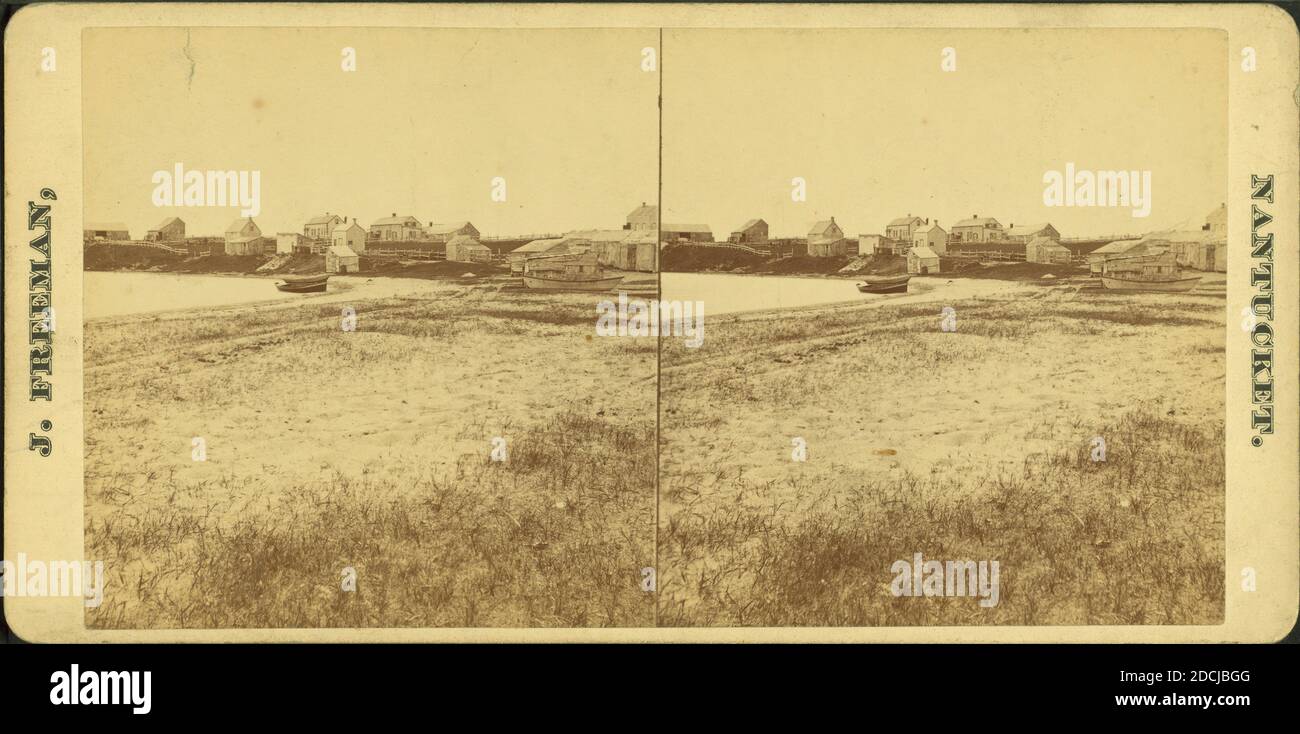 Vue sur la plage avec des maisons au loin., image fixe, stéréographes, 1850 - 1930, Freeman, J. (Josiah Banque D'Images