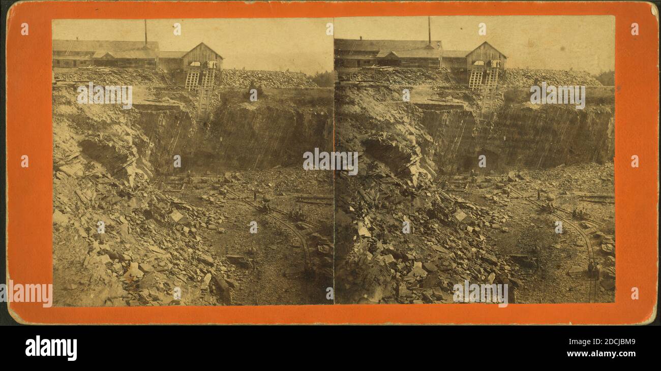 Carrière d'ardoise de Merrill, Brownville., image fixe, stéréographes, 1850 - 1930, Hinds, A. L. (fl. 1870-1879 Banque D'Images