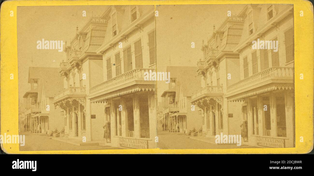Vue d'une rue commerciale., image fixe, stéréographes, 1850 - 1930, Adams, S. F. (n. 1844 Banque D'Images