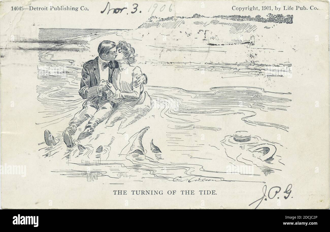 Le tournage du Tide, Cartoons de la vie, image fixe, cartes postales, 1898 - 1931 Banque D'Images