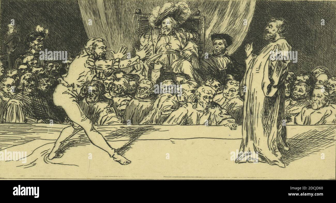 Commentaire Panurge feist quinaud l'Angloys qui arguoit par signe, livre II, ch. XX, image fixe, estampes, 1872, Rabelais, François (ca. 1490-1553 Banque D'Images