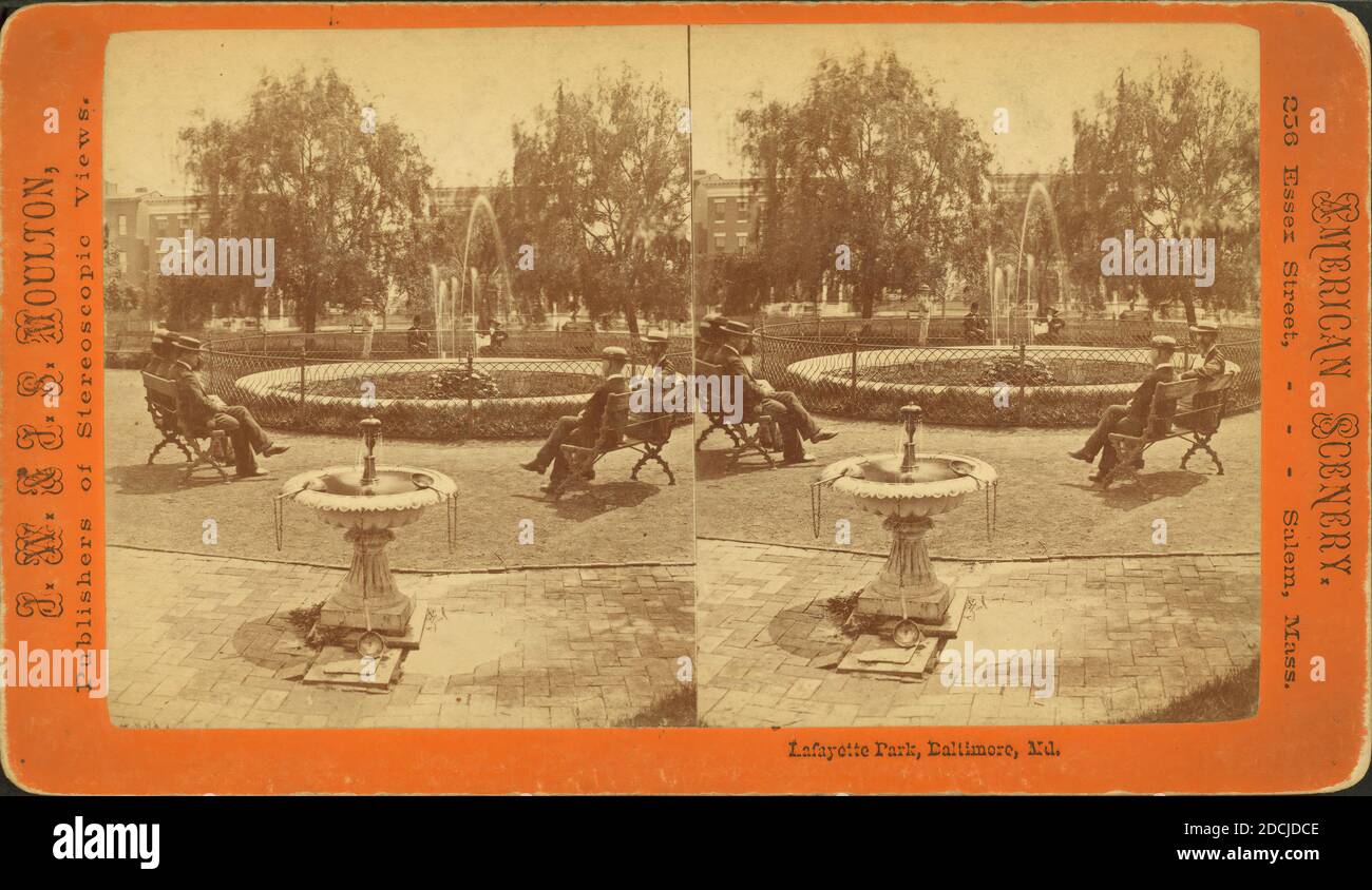 Lafayette Park, Baltimore, Maryland, image fixe, stéréographes, 1877, J. W. & J. S. Molton Banque D'Images