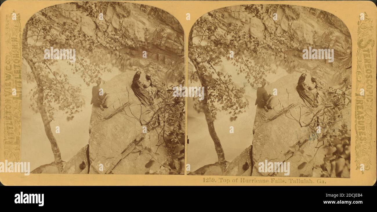 Top of Hurricane Falls, Tallulah, Géorgie., image fixe, stéréographes, 1890, Littleton View Co Banque D'Images