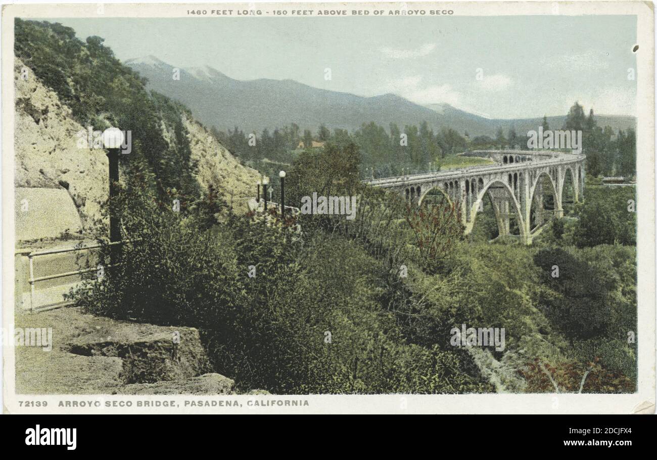 Pont Arroyo Seco, Pasadena, Californie, image fixe, cartes postales, 1898 - 1931 Banque D'Images