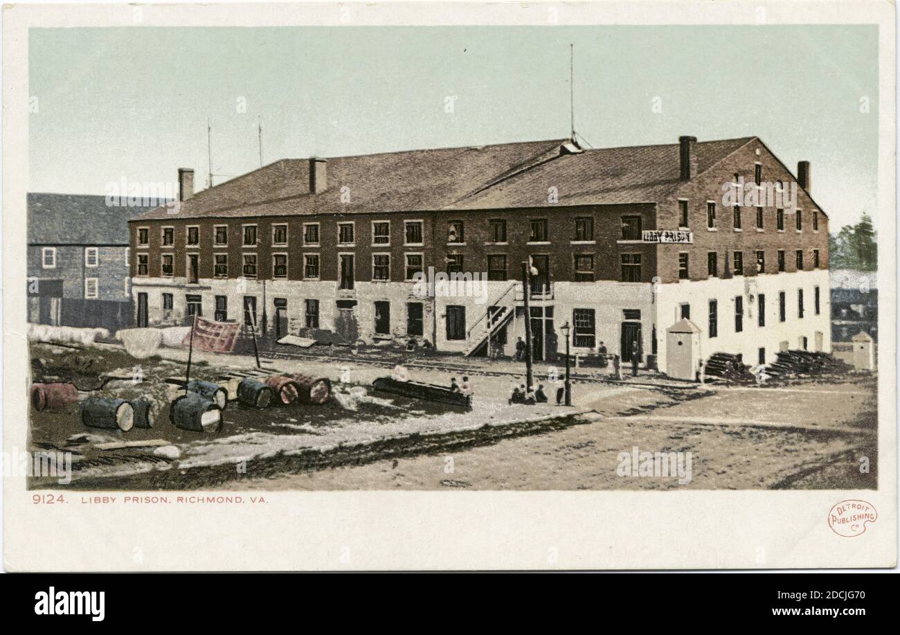 Prison de Libby, Richmond, Virginie, image fixe, cartes postales, 1898 - 1931 Banque D'Images