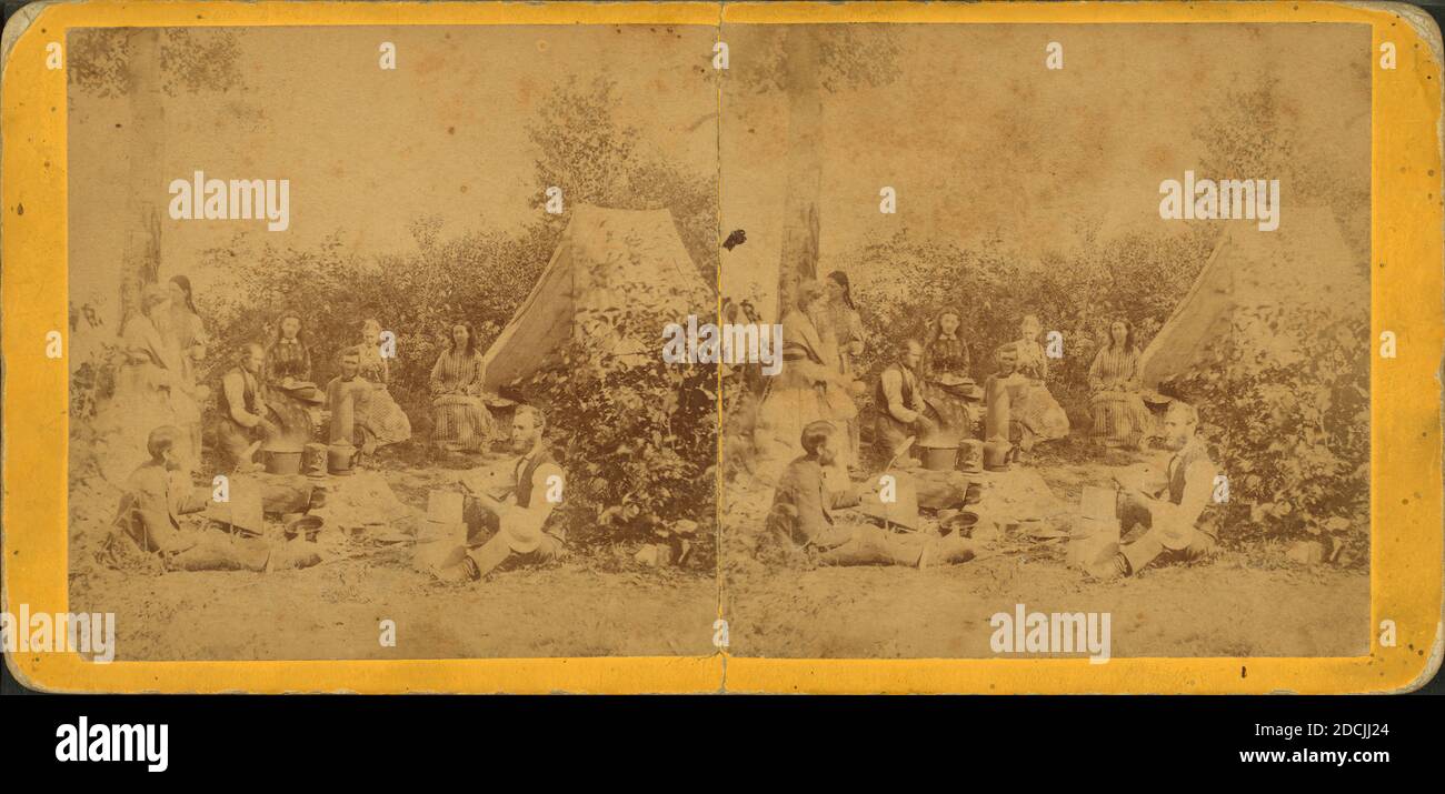 Camping à Weld Pond., image fixe, stéréographes, 1850 - 1930, Robinson, H. N. Banque D'Images