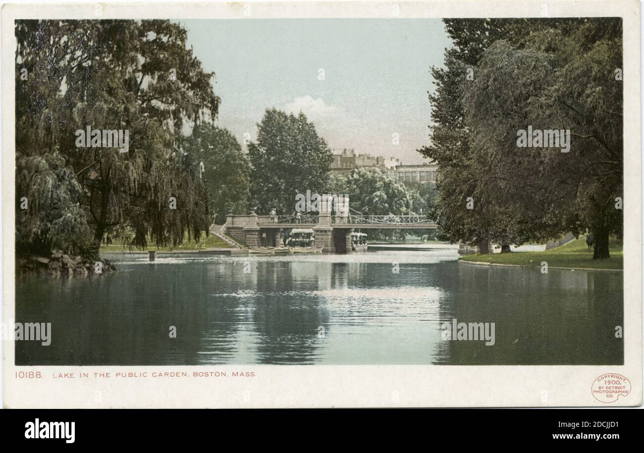 Jardins publics, Lac, Concord, Massachusetts, photo, cartes postales, 1898 - 1931 Banque D'Images
