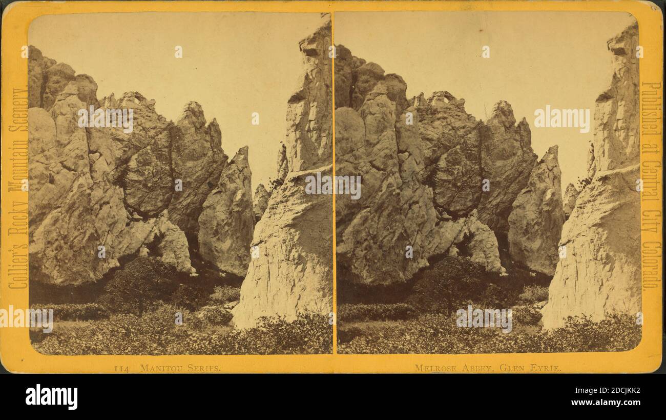 Melrose Abbey, Glen Eyrie., image fixe, stéréographes, 1850 - 1930, collier, James Banque D'Images