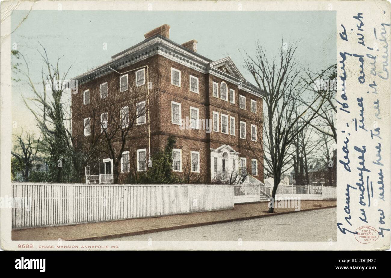 Chase Mansion, Annapolis, Maryland, image fixe, cartes postales, 1898 - 1931 Banque D'Images