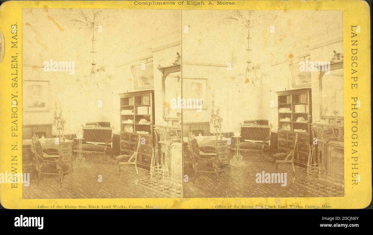 Bureau de The Rising Sun Black Lead Works, Canton, Massachusetts, image fixe, stéréographes, 1850 - 1930, Peabody, Edwin N Banque D'Images