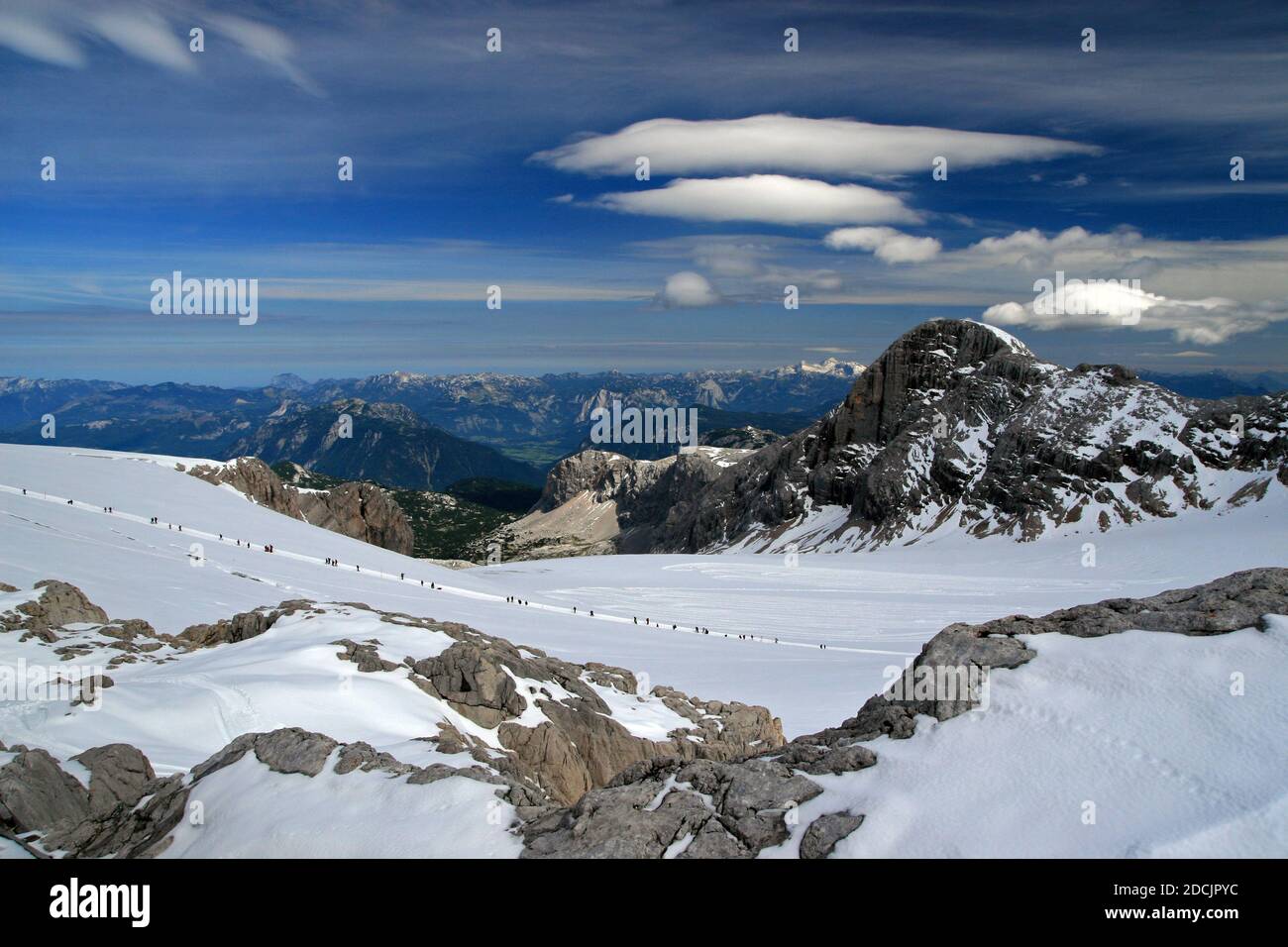 Hoher Dachstein (2995 m), la deuxième plus haute montagne des Alpes calcaires du Nord, en Autriche Banque D'Images