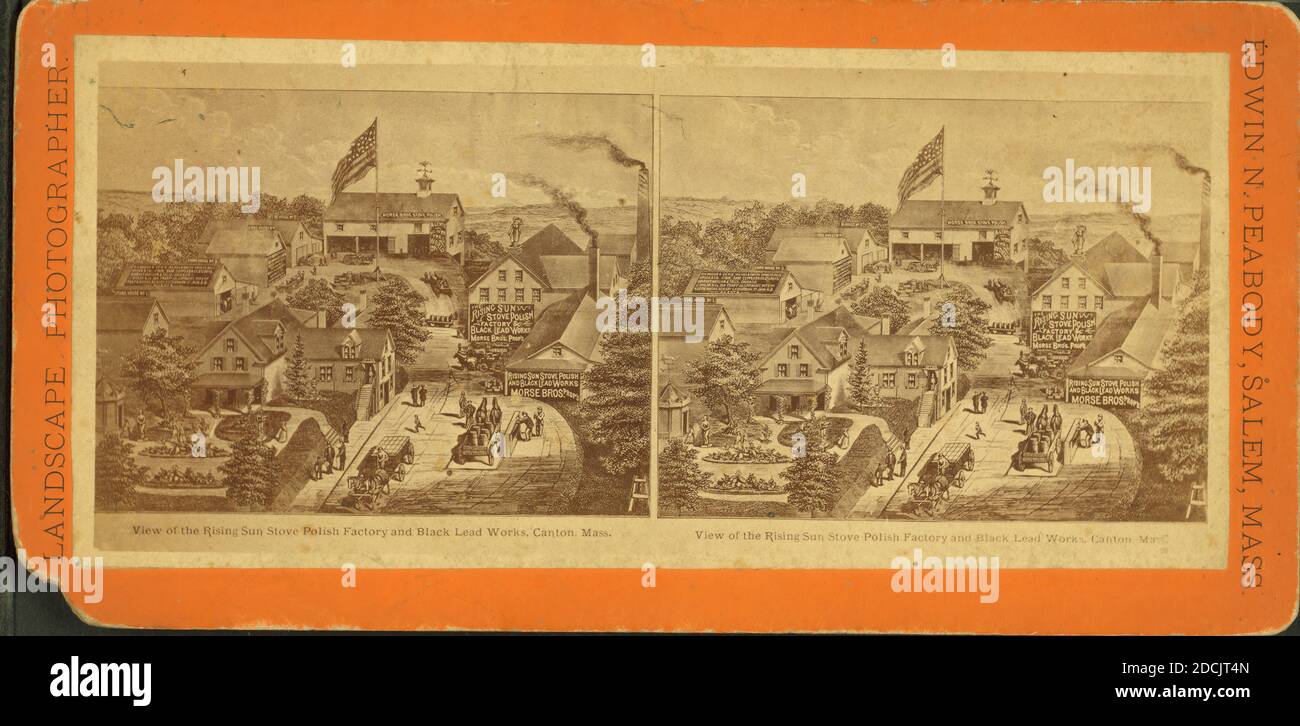Vue de Rising Sun Polish Factory et Black lead Works, Canton, Mass., image fixe, stéréographes, 1850 - 1930, Peabody, Edwin N Banque D'Images