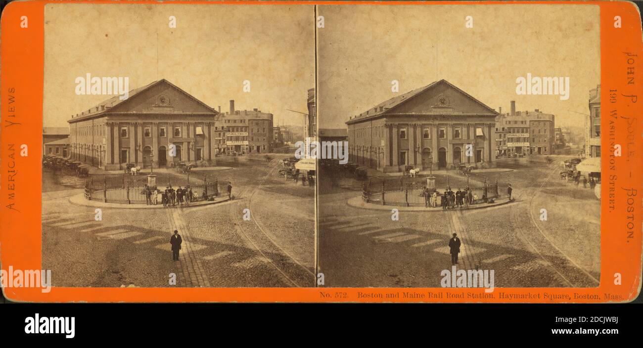 Gare ferroviaire de Boston et Maine, Haymarket Square, Boston, Massachusetts, image fixe, stéréographes, 1850 - 1930, Soule, John P. (1827-1904 Banque D'Images