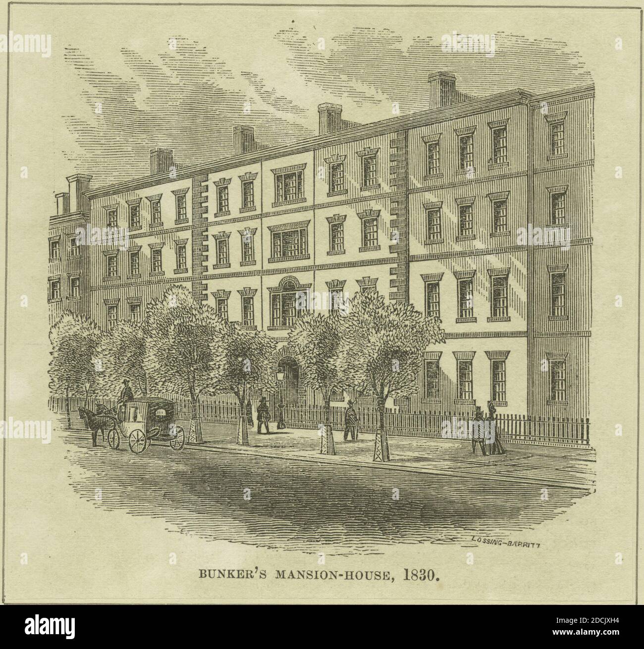Bunker's Mansion-House, 1830, image fixe, estampes, 1828 - 1890 Banque D'Images