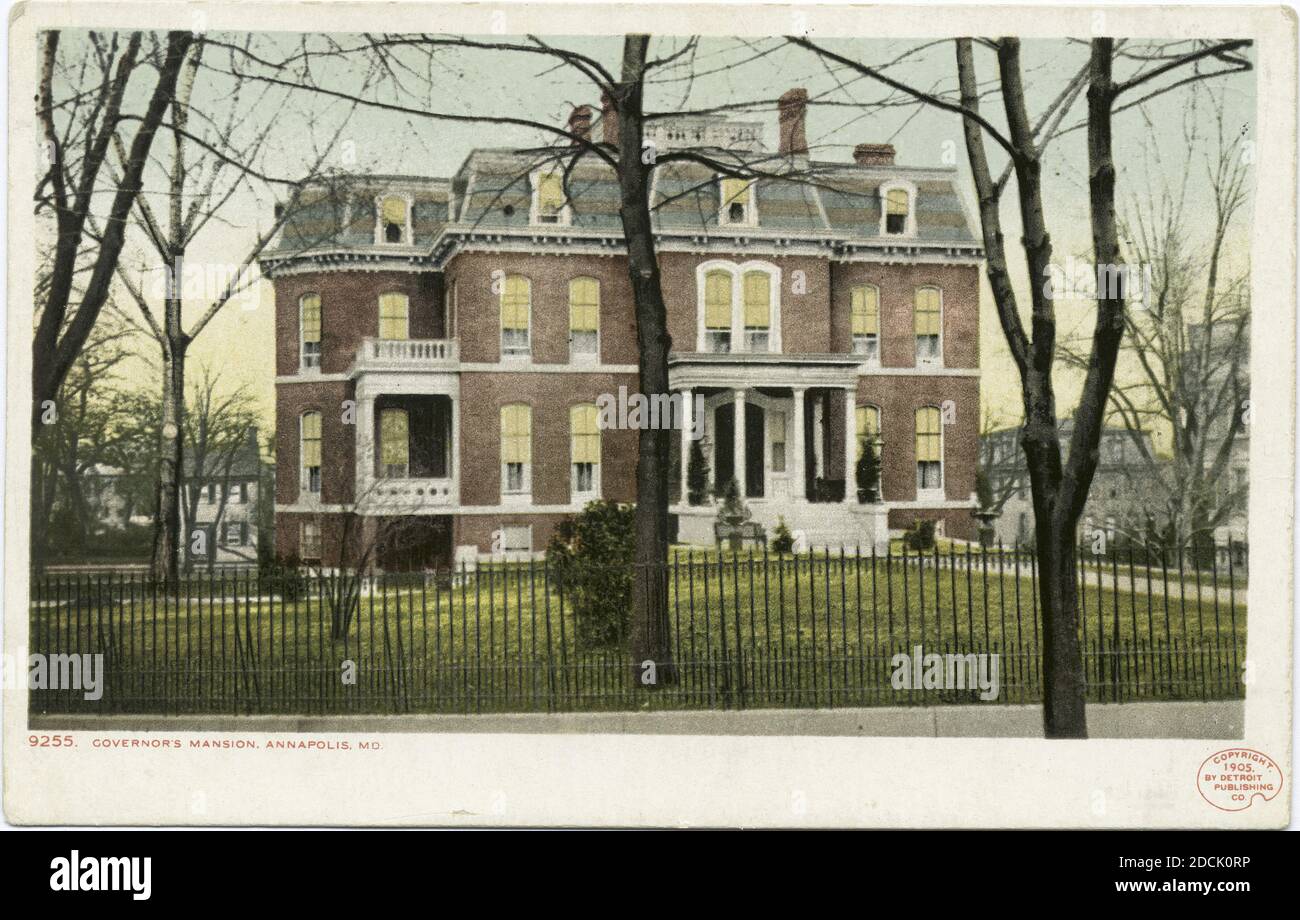 Hôtel du gouverneur, Anapolis, Maryland, image fixe, cartes postales, 1898 - 1931 Banque D'Images