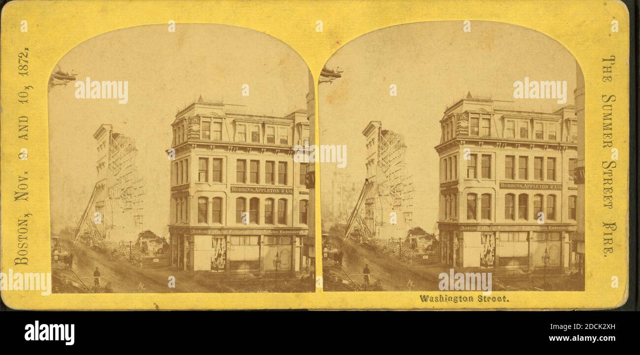 Rue Washington. [Édifice commercial intact au premier plan.], image fixe, stéréographes, 1872 Banque D'Images
