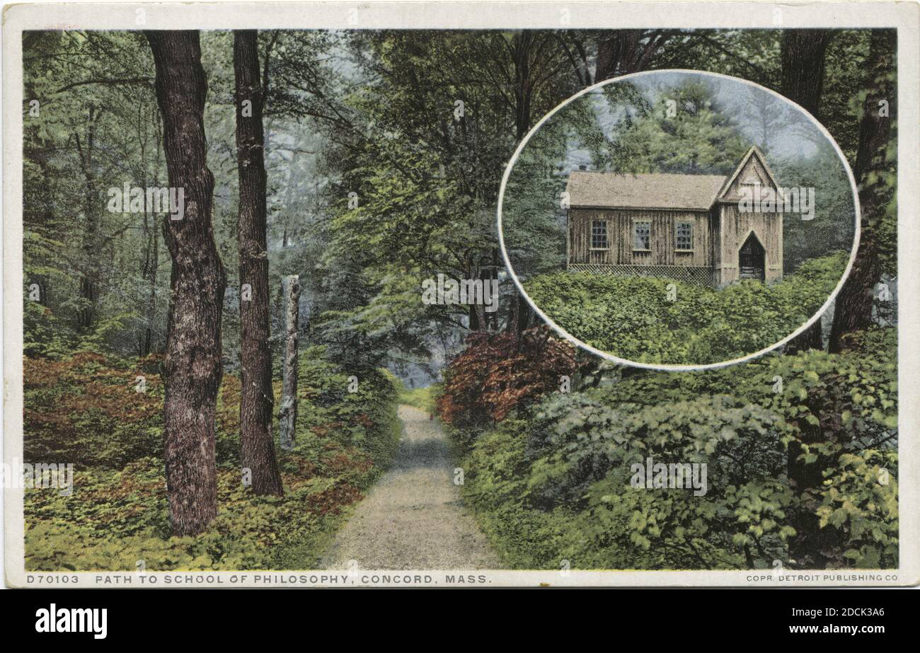 Chemin vers l'école de philosophie, Concord, Massachusetts, image fixe, cartes postales, 1898 - 1931 Banque D'Images