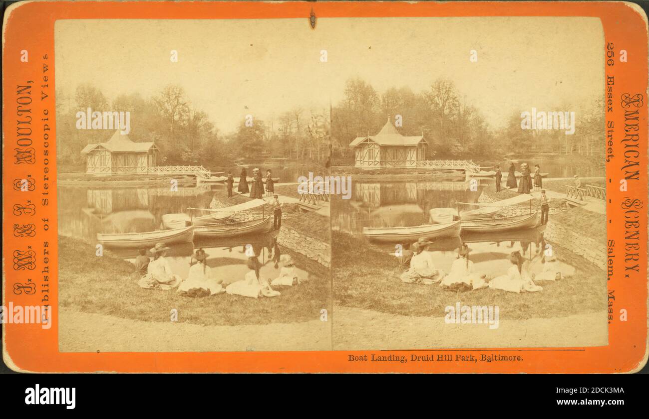 Débarquement en bateau, Druid Hill Park, Baltimore, Maryland, image fixe, stéréographes, 1873 - 1881, J. W. & J. S. Molton Banque D'Images